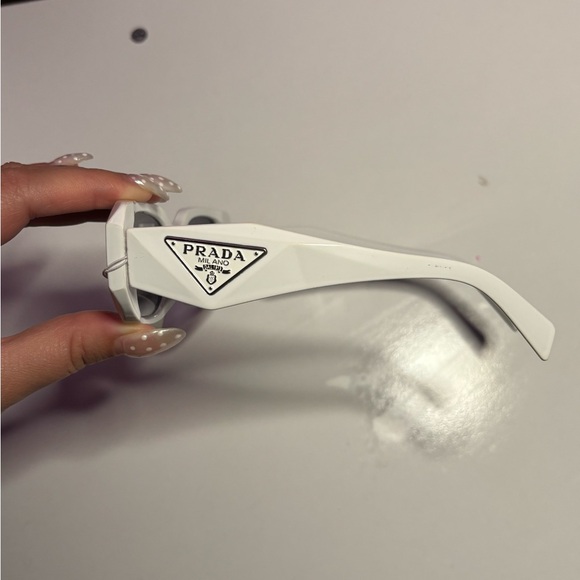 Prada White Sunglasses with Silver Accents - Picture 1 of 9
